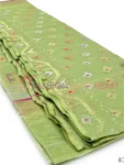 Deshi Original Jamdani Traditional Light Birch Green with Multicolor Design
