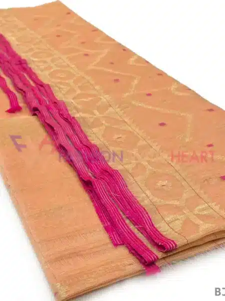 Exclusive Original Jamdani Saree Caramel Infused With Multicolor Design