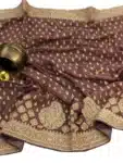 Elegant heavy border soft shimmer georgette saree party wear womens IS073123D (4)