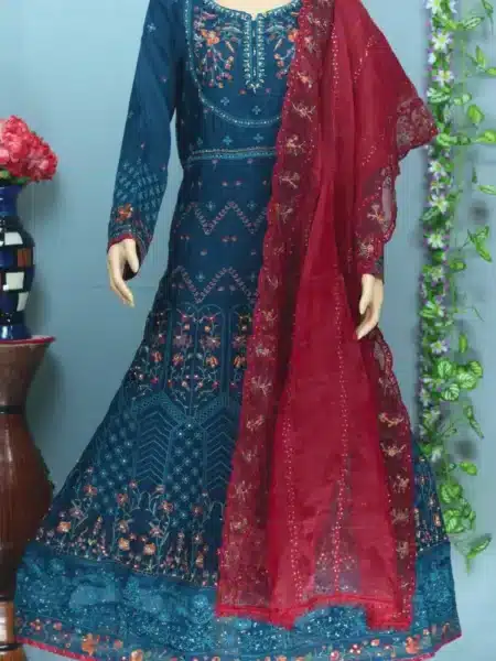 Elegant Gown with Pearl and Heavy Embroidery Work