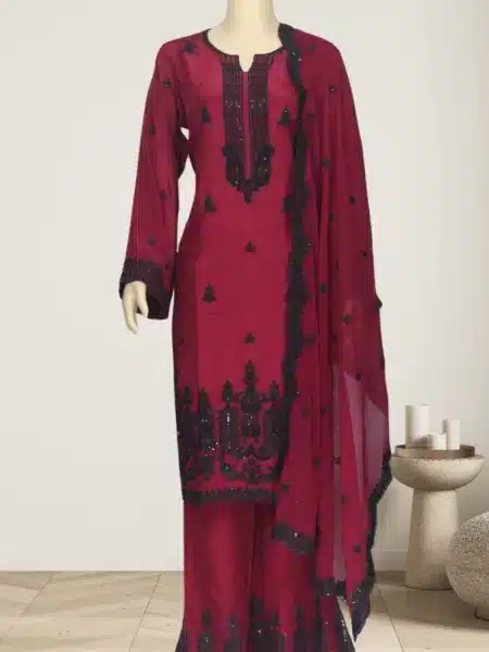 Emphasizing Sharara Heavy Embroidery Work with Pearls