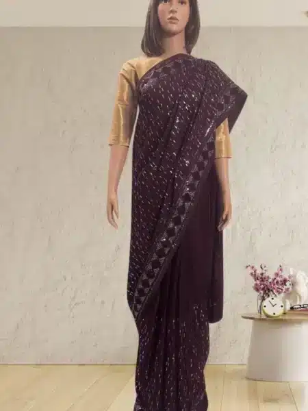 Luxirious Chinon Georgette Saree with Embroidery Work Collection