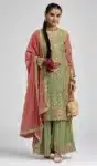 Elegant Embroidered Festival Wear Stitched Salwar Kameez Palazzo Suit