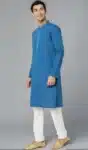 In-Sattva Men_s Embroidered Long Kurta Tunic Traditional Indian Ethnic Wear with Banded Collar & Placket – AP030225 -1