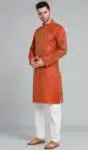 Men_s Green Silk Blend Jacquard Kurta Set Paisley Design Ethnic Wear with White Churidar – AP030425 – 1 (2)