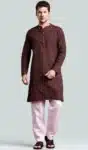 SK140 Men_s Maroon Kurta Pajama Set Traditional Indian Wedding & Party Wear Ethnic Suit – AP030625 -1 (3)