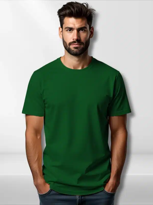 Bottle Green Premium Cotton Custom Printed T-Shirts (1)