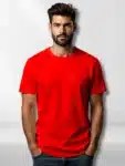 Bright Red Premium Cotton Custom Printed T-Shirts (1)