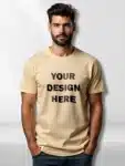 Peach Yellow Premium Cotton Custom Printed T-Shirts (1)
