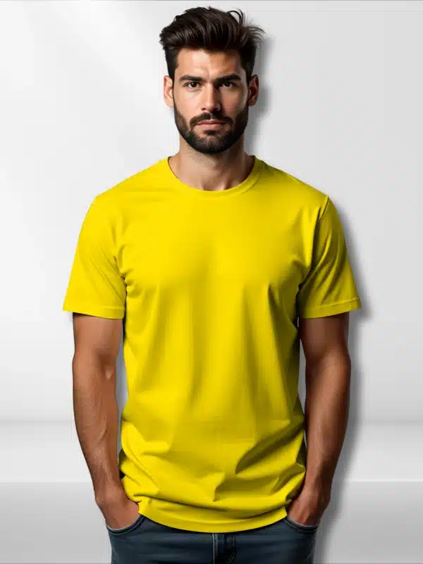 Yellow Premium Cotton Custom Printed T-Shirts (1)