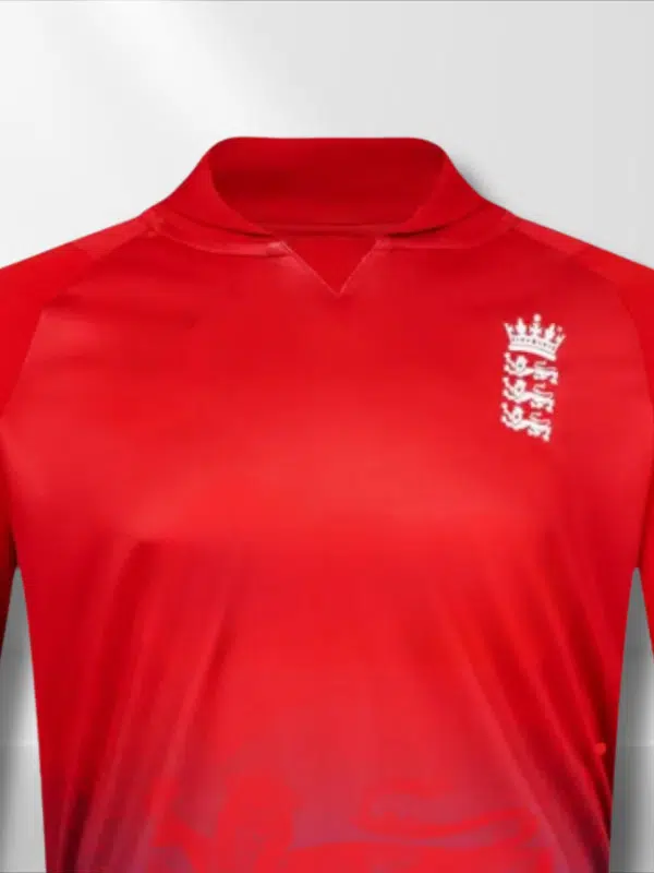England Red T20 Cricket Fan Jersey Full Sleeves (5) England Red T20 Cricket Fan Jersey Full Sleeves Collar